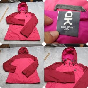 Little Donkey Andy Jacket Womens Small Pink Purple‎ Hooded Water Resistant Rain